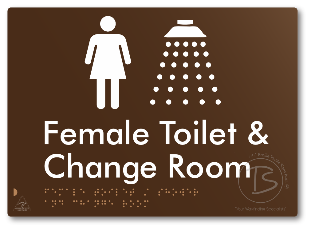Female Toilet / Shower & Change Room - Braille Tactile Signs Aust.