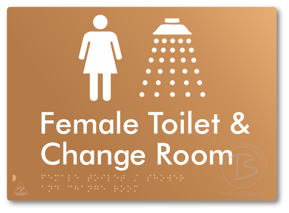 Female Toilet / Shower & Change Room - Braille Tactile Signs Aust.