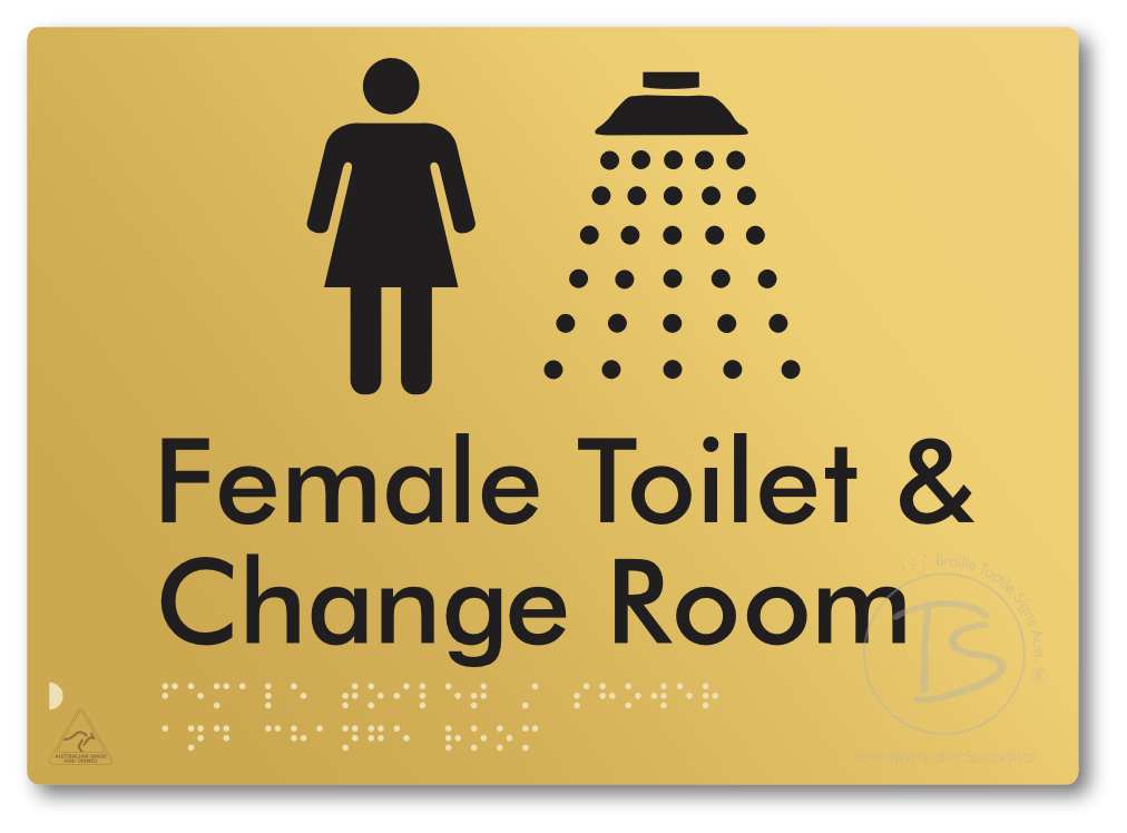 Female Toilet / Shower & Change Room - Braille Tactile Signs Aust.