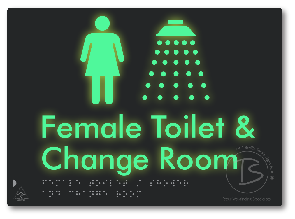 Female Toilet / Shower & Change Room - Braille Tactile Signs Aust.