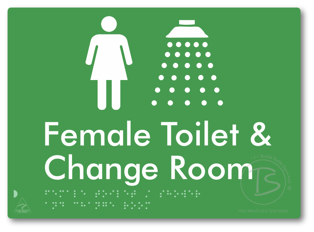 Female Toilet / Shower & Change Room - Braille Tactile Signs Aust.