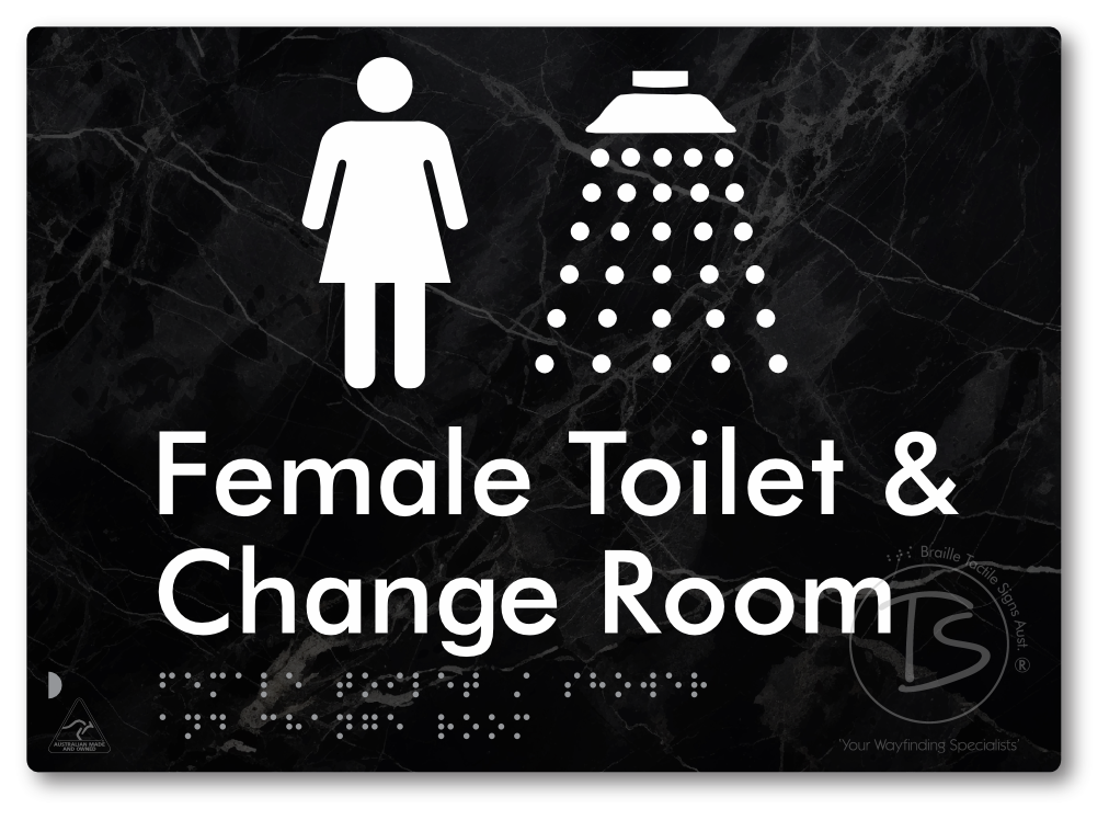 Female Toilet / Shower & Change Room - Braille Tactile Signs Aust.