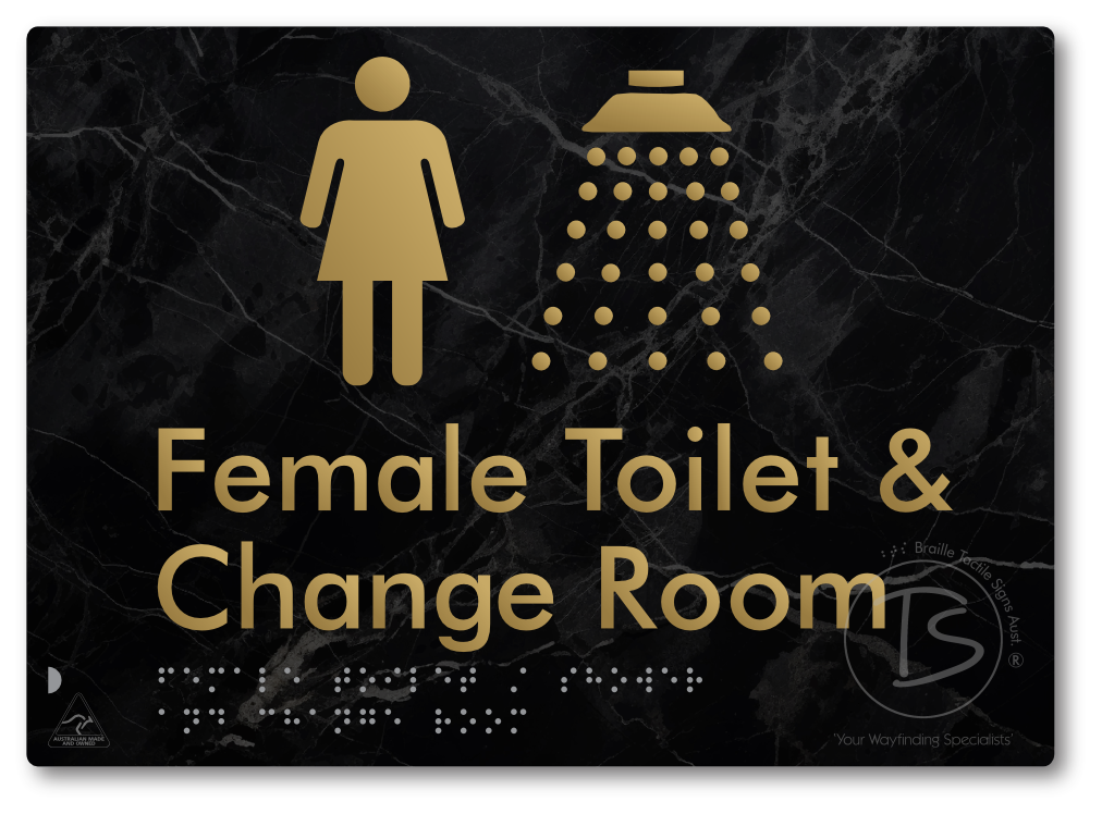 Female Toilet / Shower & Change Room - Braille Tactile Signs Aust.