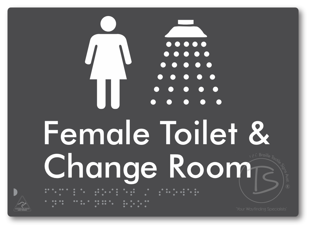 Female Toilet / Shower & Change Room - Braille Tactile Signs Aust.