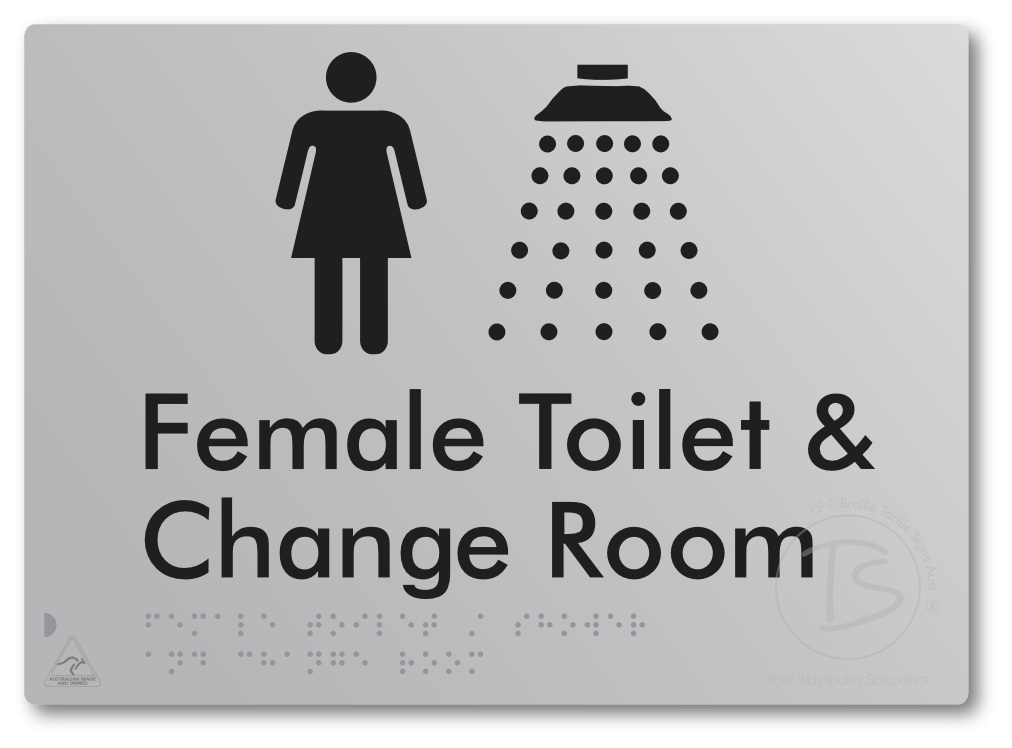 Female Toilet / Shower & Change Room - Braille Tactile Signs Aust.