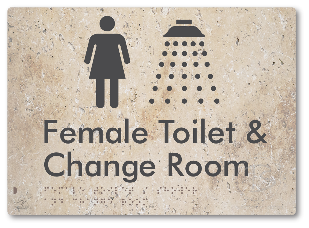 Female Toilet / Shower & Change Room - Braille Tactile Signs Aust.