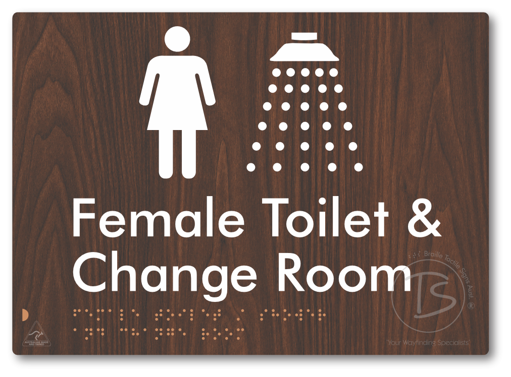 Female Toilet / Shower & Change Room - Braille Tactile Signs Aust.