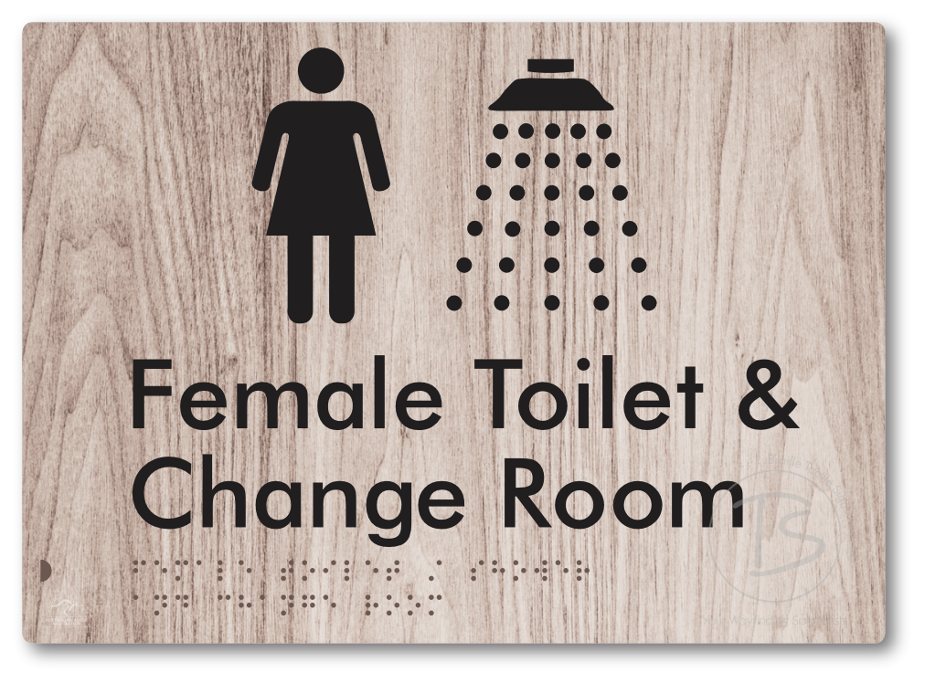 Female Toilet / Shower & Change Room - Braille Tactile Signs Aust.