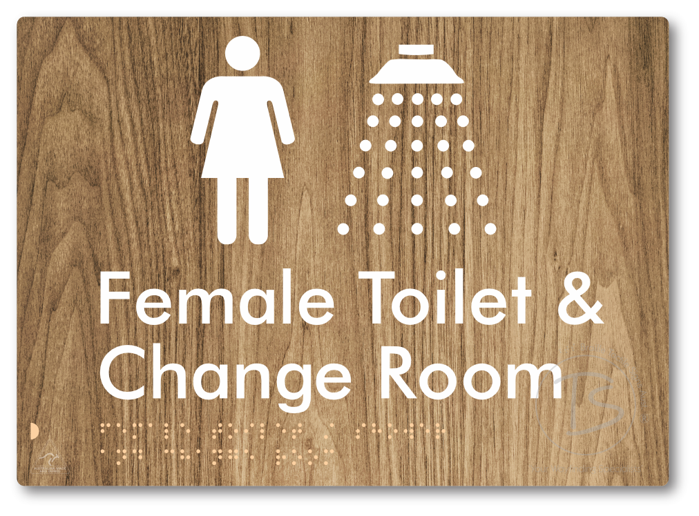 Female Toilet / Shower & Change Room - Braille Tactile Signs Aust.