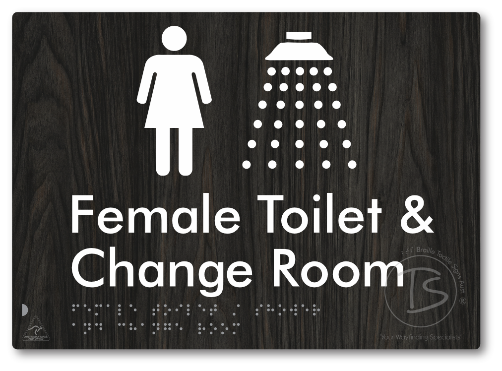 Female Toilet / Shower & Change Room - Braille Tactile Signs Aust.