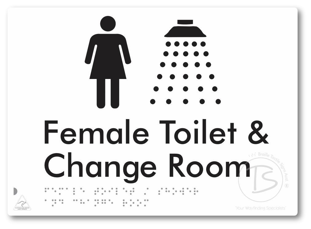 Female Toilet / Shower & Change Room - Braille Tactile Signs Aust.