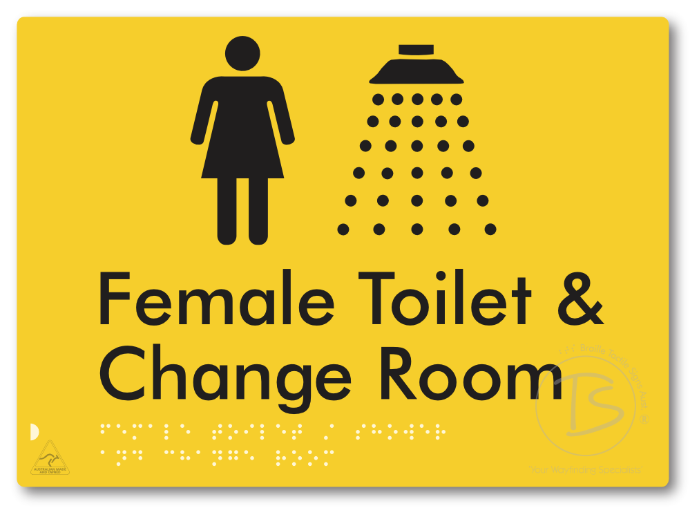 Female Toilet / Shower & Change Room - Braille Tactile Signs Aust.