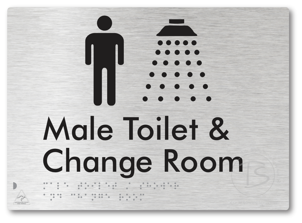 Male Toilet / Shower & Change Room - Braille Tactile Signs Aust.
