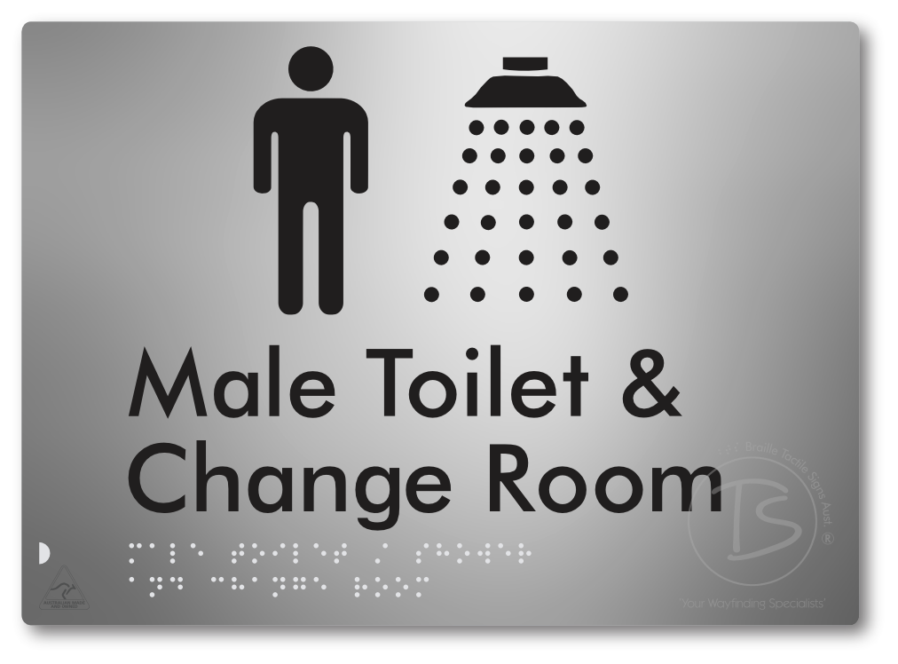 Male Toilet / Shower & Change Room - Braille Tactile Signs Aust.