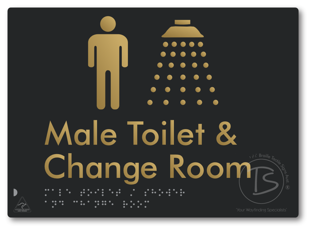 Male Toilet / Shower & Change Room - Braille Tactile Signs Aust.