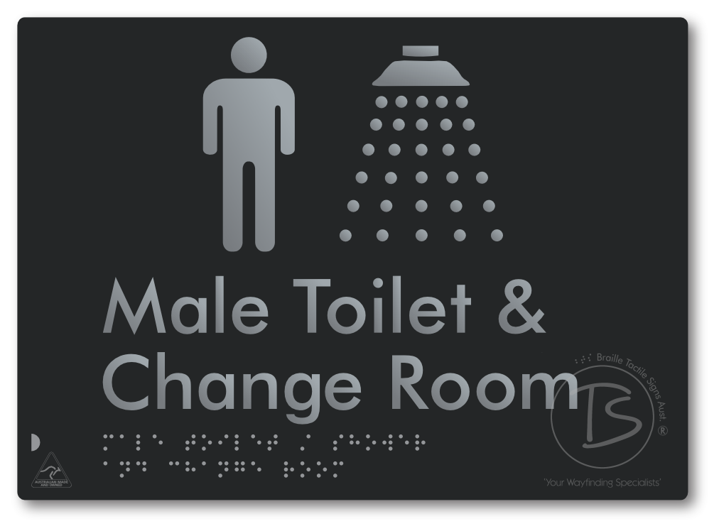 Male Toilet / Shower & Change Room - Braille Tactile Signs Aust.