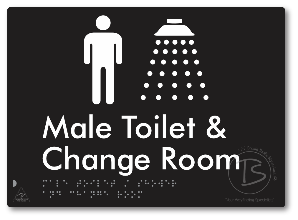 Male Toilet / Shower & Change Room - Braille Tactile Signs Aust.