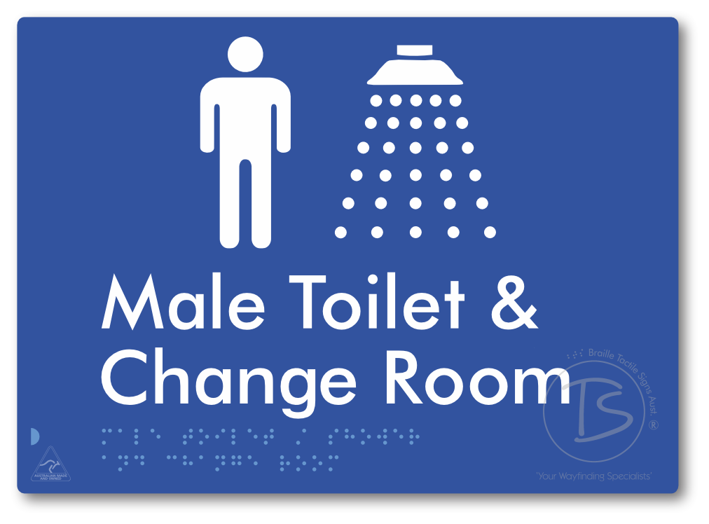 Male Toilet / Shower & Change Room - Braille Tactile Signs Aust.