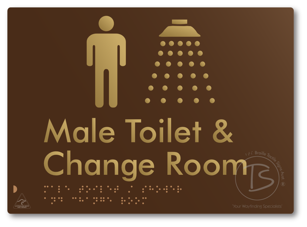 Male Toilet / Shower & Change Room - Braille Tactile Signs Aust.