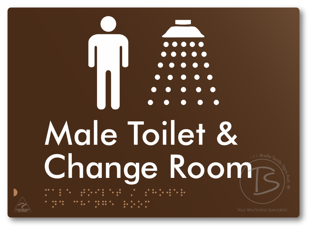 Male Toilet / Shower & Change Room - Braille Tactile Signs Aust.