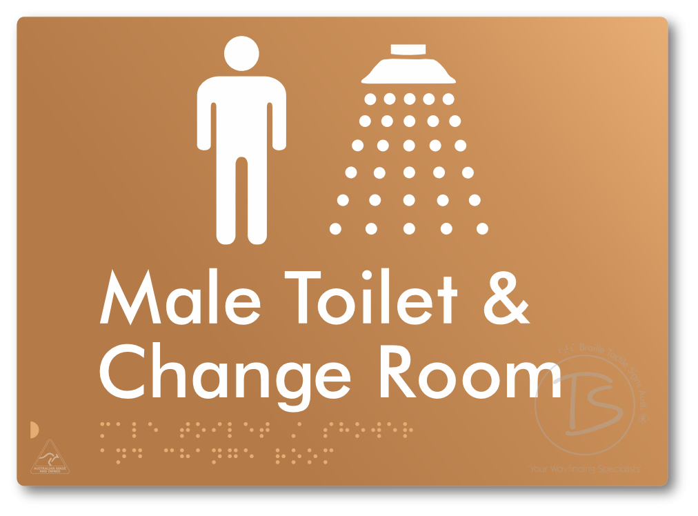 Male Toilet / Shower & Change Room - Braille Tactile Signs Aust.