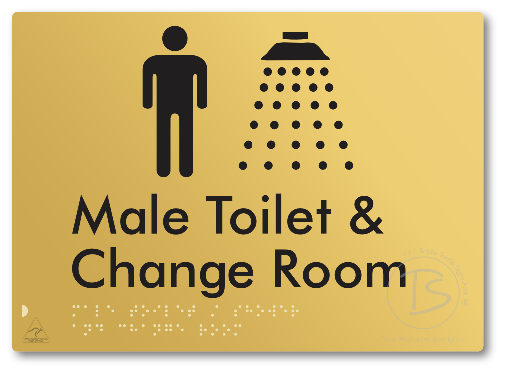 Male Toilet / Shower & Change Room - Braille Tactile Signs Aust.