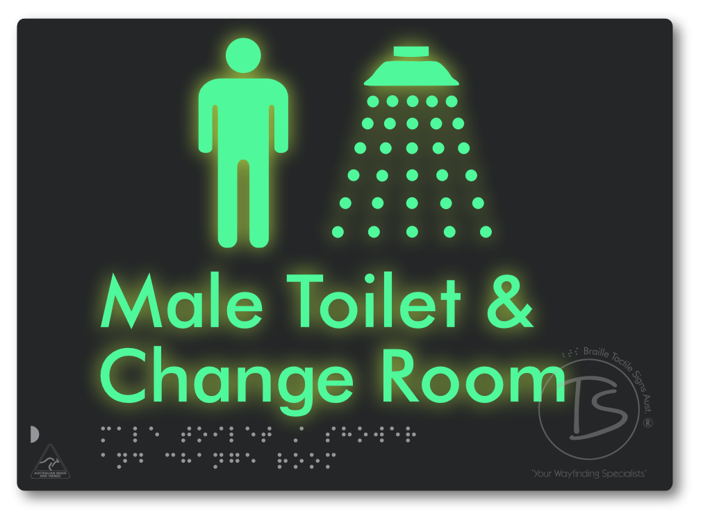 Male Toilet / Shower & Change Room - Braille Tactile Signs Aust.