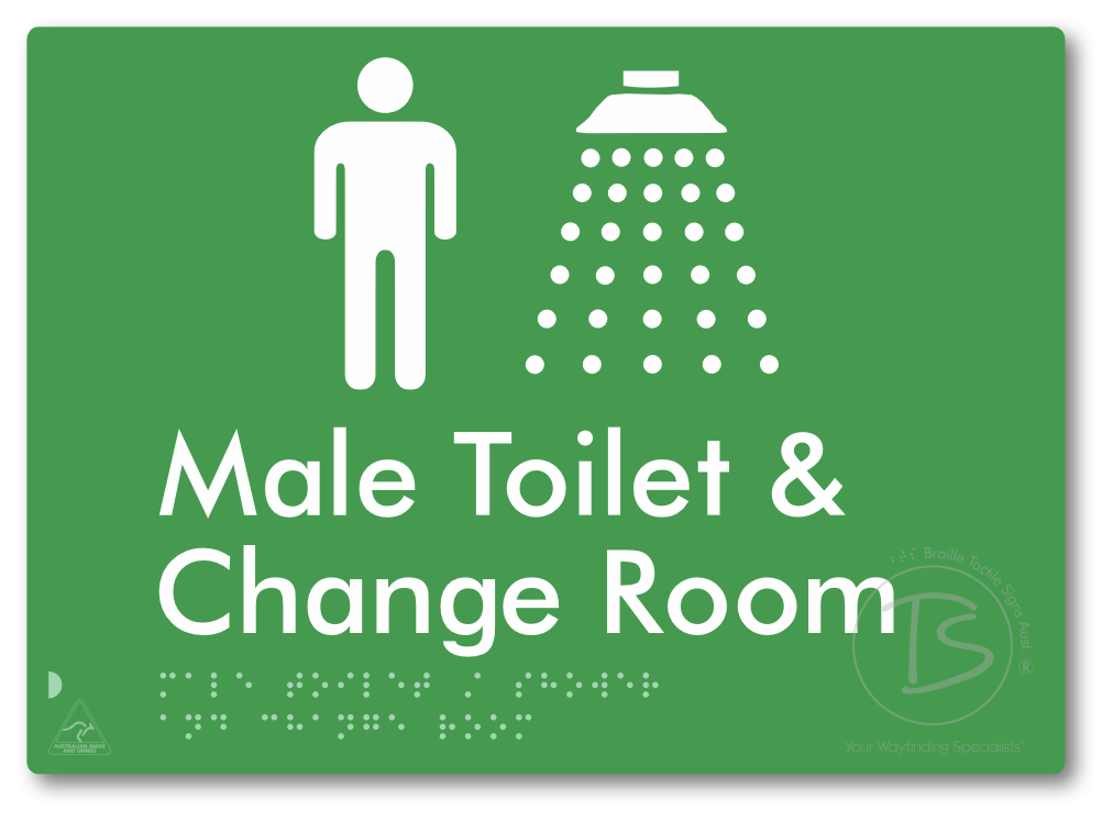 Male Toilet / Shower & Change Room - Braille Tactile Signs Aust.