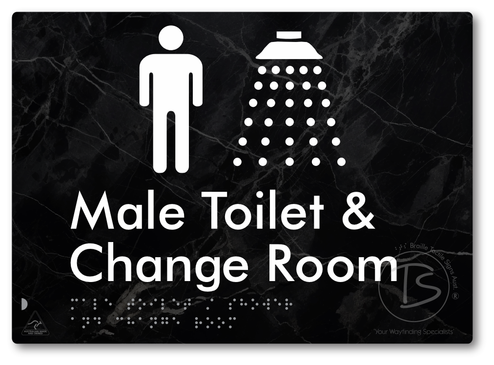 Male Toilet / Shower & Change Room - Braille Tactile Signs Aust.