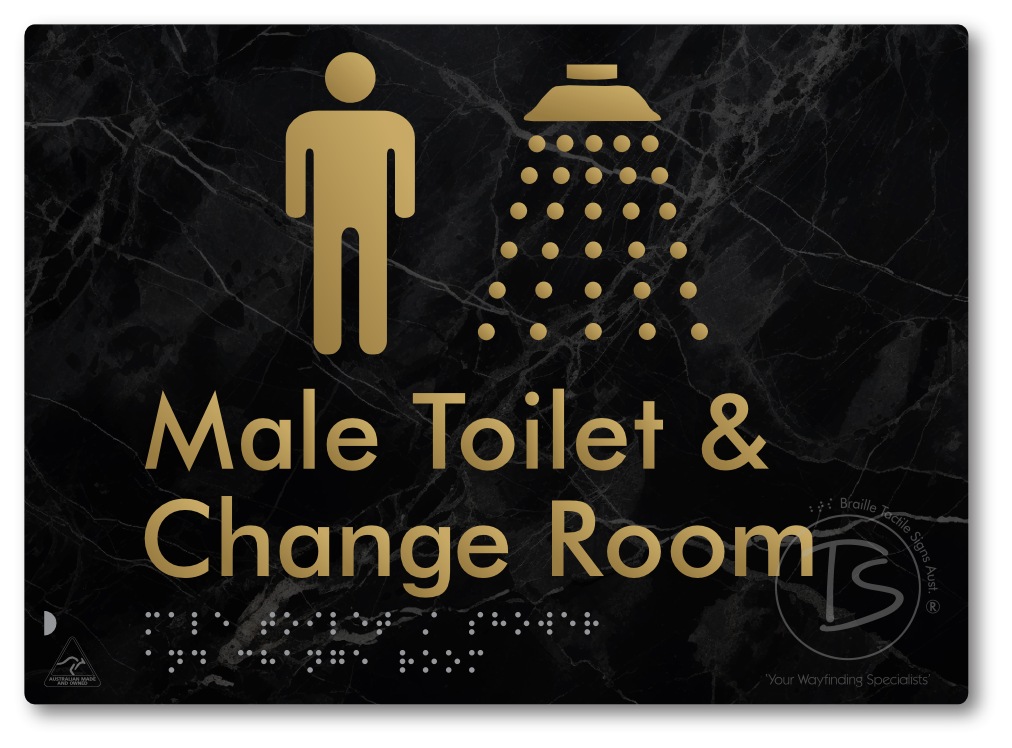Male Toilet / Shower & Change Room - Braille Tactile Signs Aust.