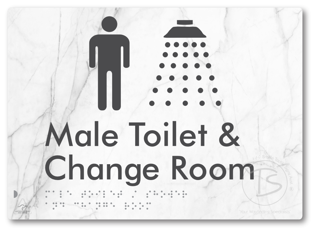 Male Toilet / Shower & Change Room - Braille Tactile Signs Aust.