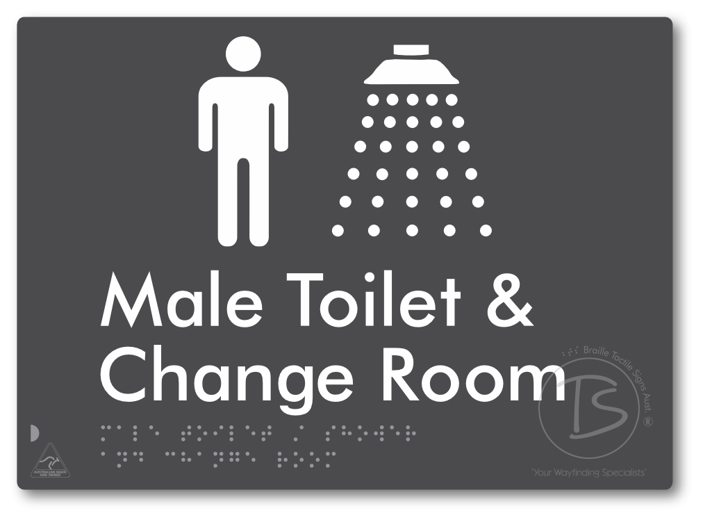 Male Toilet / Shower & Change Room - Braille Tactile Signs Aust.