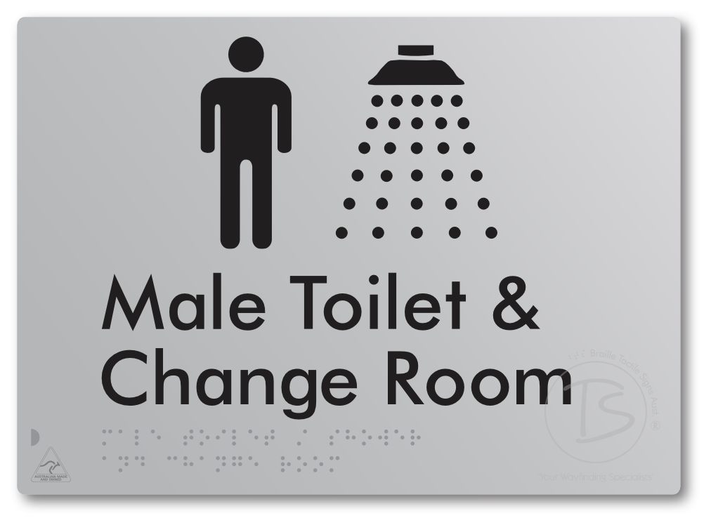 Male Toilet / Shower & Change Room - Braille Tactile Signs Aust.