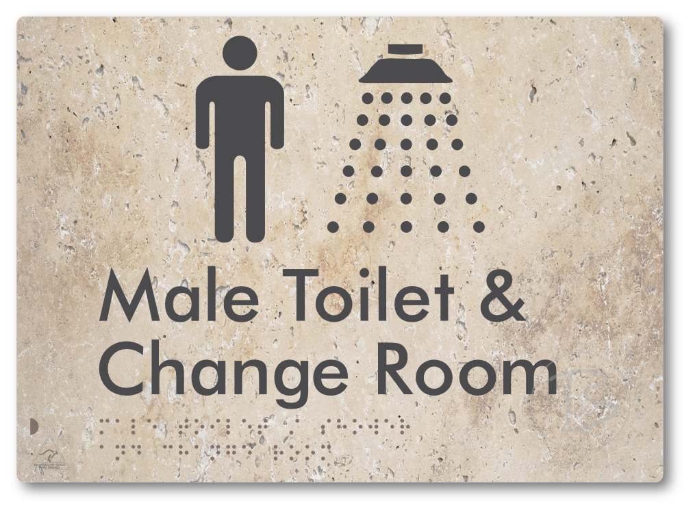 Male Toilet / Shower & Change Room - Braille Tactile Signs Aust.