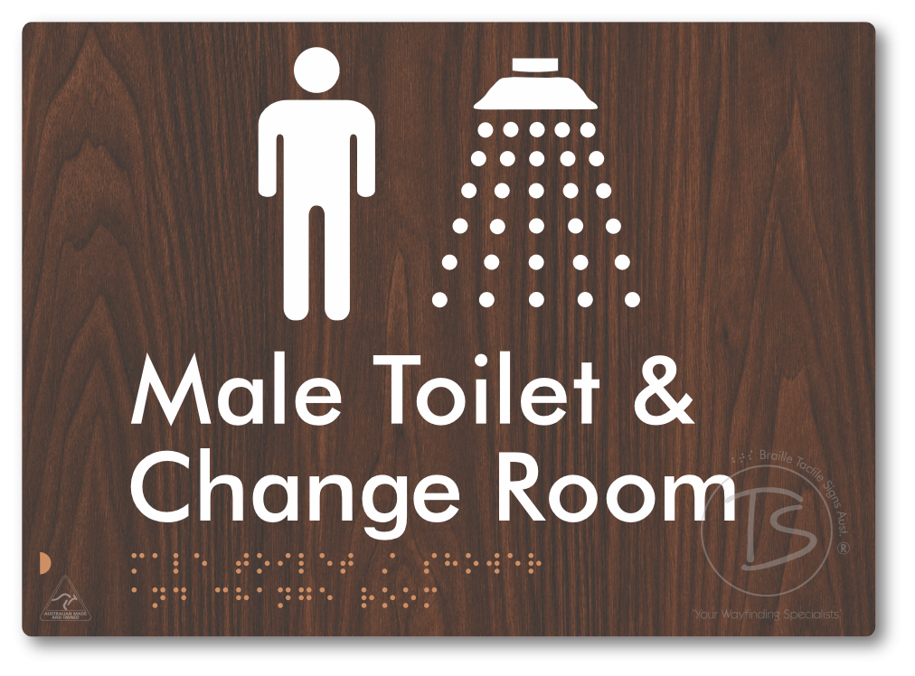 Male Toilet / Shower & Change Room - Braille Tactile Signs Aust.