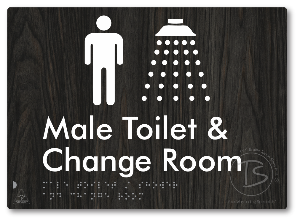 Male Toilet / Shower & Change Room - Braille Tactile Signs Aust.