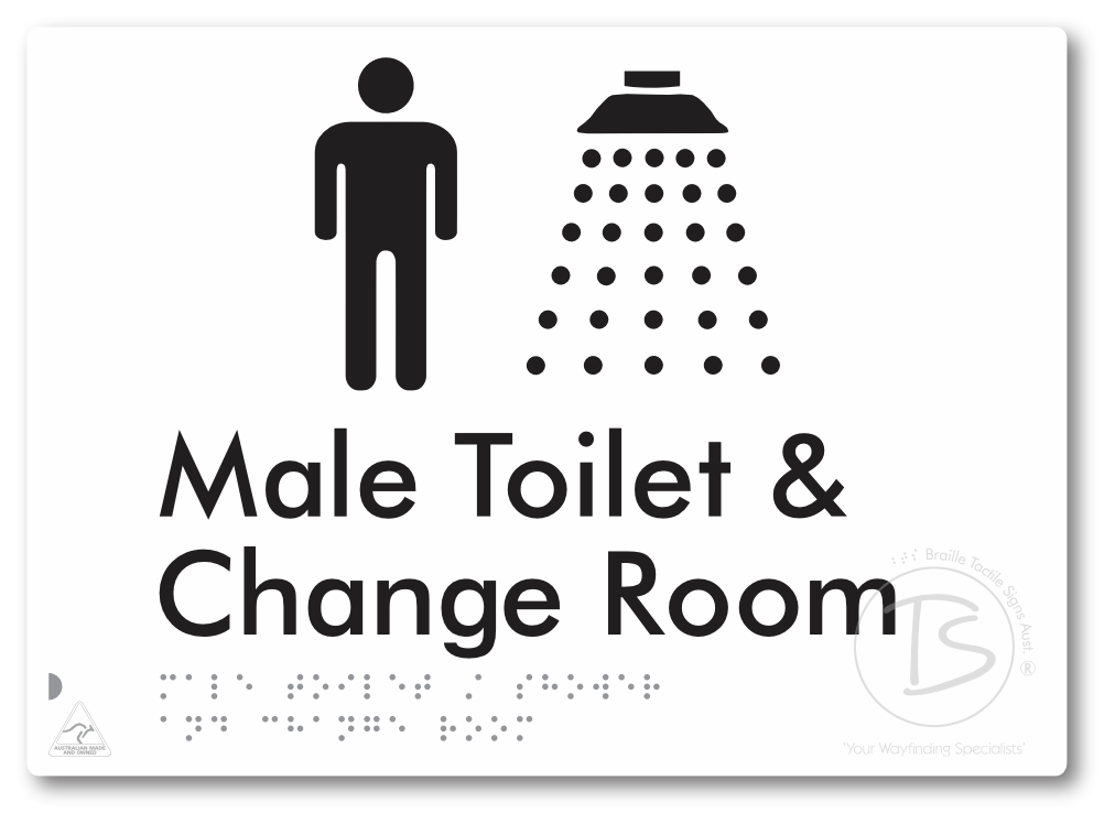 Male Toilet / Shower & Change Room - Braille Tactile Signs Aust.