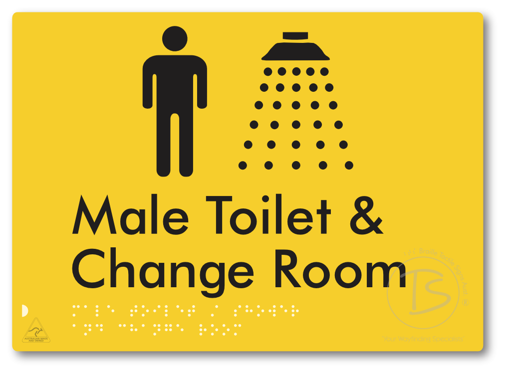 Male Toilet / Shower & Change Room - Braille Tactile Signs Aust.
