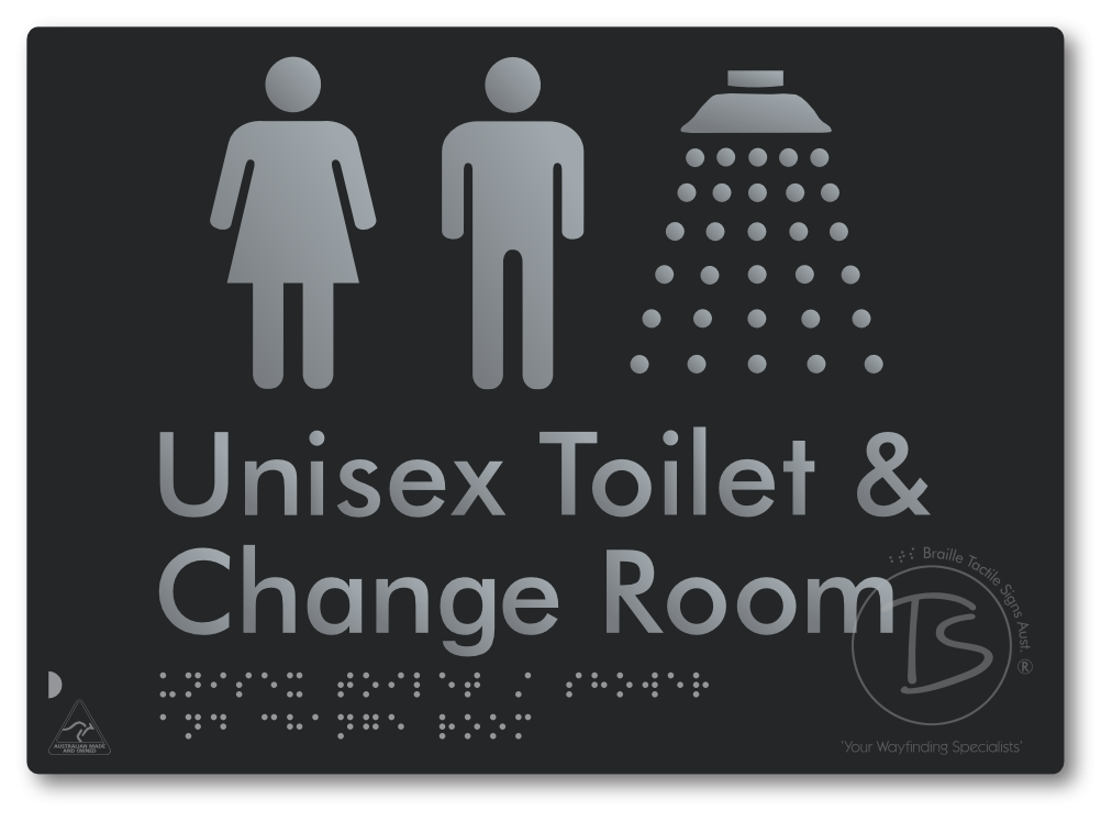 Unisex Toilet / Shower & Change Room - Braille Tactile Signs Aust.
