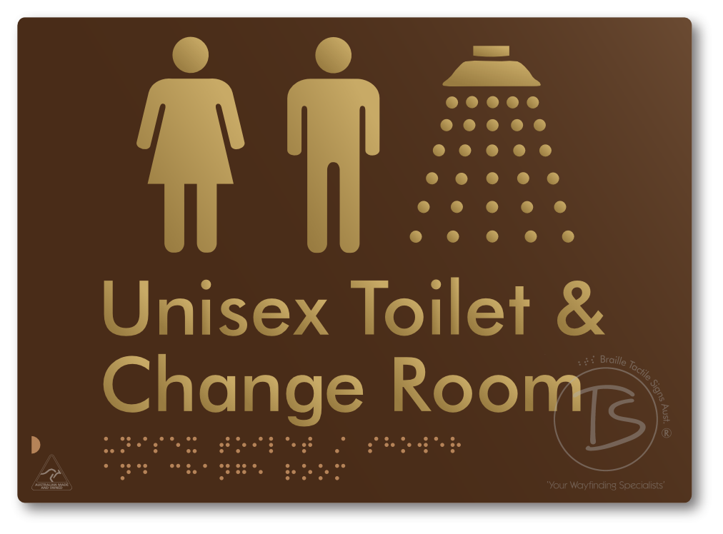 Unisex Toilet / Shower & Change Room - Braille Tactile Signs Aust.