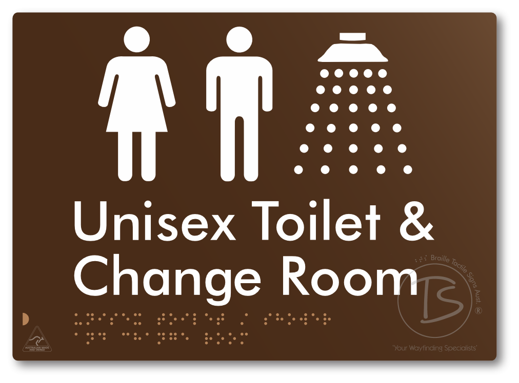 Unisex Toilet / Shower & Change Room - Braille Tactile Signs Aust.