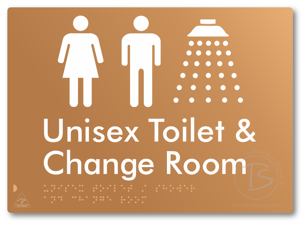 Unisex Toilet / Shower & Change Room - Braille Tactile Signs Aust.