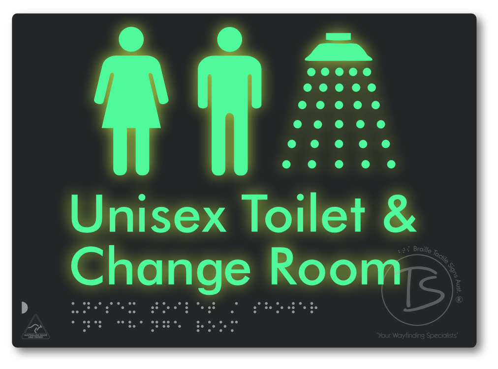 Unisex Toilet / Shower & Change Room - Braille Tactile Signs Aust.