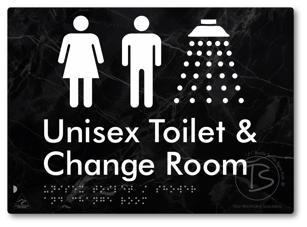 Unisex Toilet / Shower & Change Room - Braille Tactile Signs Aust.