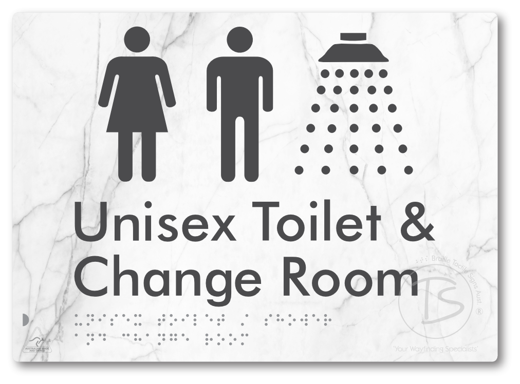 Unisex Toilet / Shower & Change Room - Braille Tactile Signs Aust.