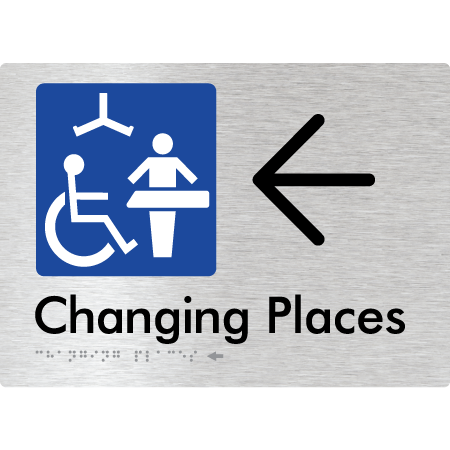 Changing Places with Large Directional Arrow (Certification Required) - Braille Tactile Signs Aust.