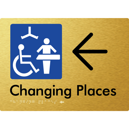 Changing Places with Large Directional Arrow (Certification Required) - Braille Tactile Signs Aust.