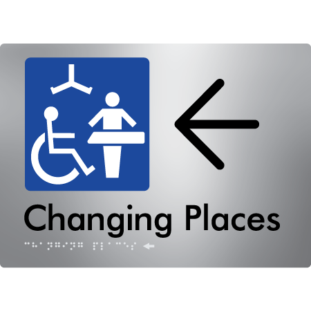 Changing Places with Large Directional Arrow (Certification Required) - Braille Tactile Signs Aust.