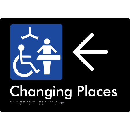 Changing Places with Large Directional Arrow (Certification Required) - Braille Tactile Signs Aust.