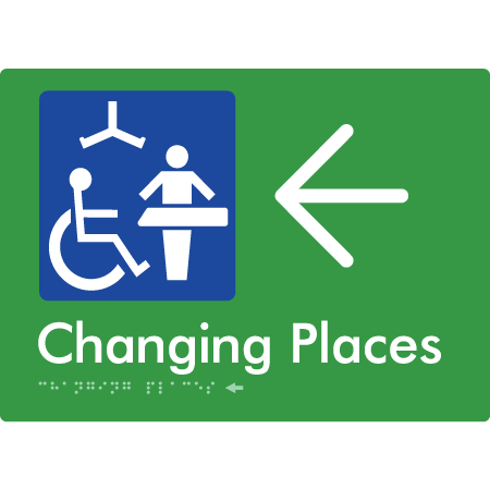 Changing Places with Large Directional Arrow (Certification Required) - Braille Tactile Signs Aust.